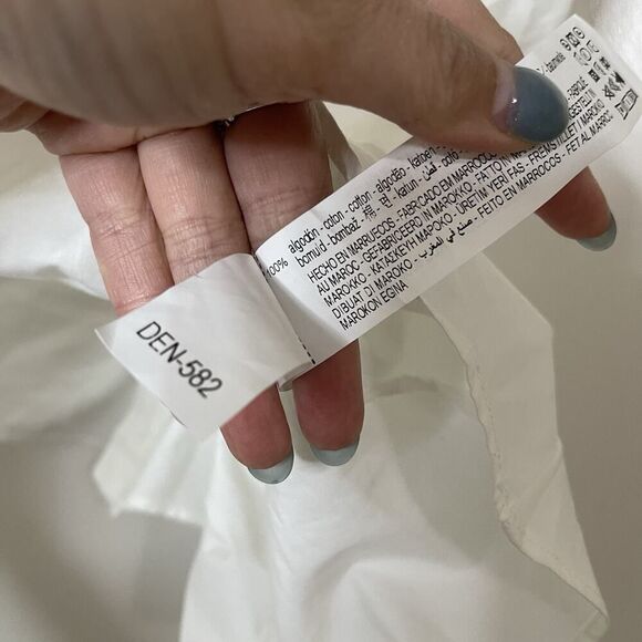 NEW! ZARA ASYMMETRIC POPLIN WHITE TOP ONE SHOULDER size Medium - Picture 5 of 6